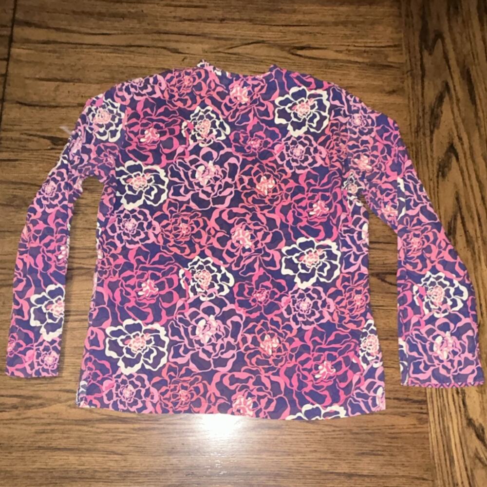 Vera Bradley Pink Purple Floral Long Sleeve Collared Button-Up Women's Blouse M - Picture 6 of 6